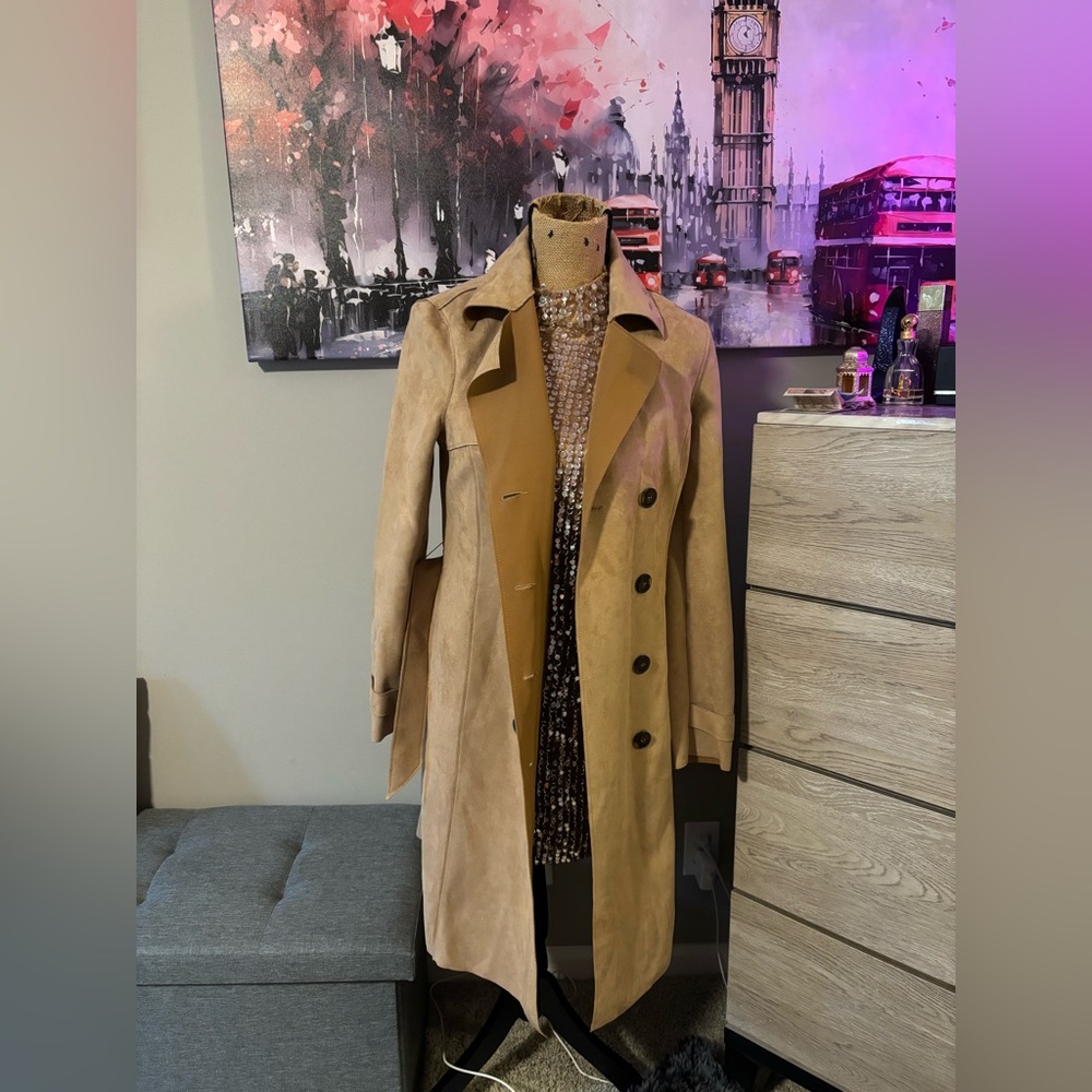 Lipsy Camel Double-Breasted Trench Coat. Brand new.